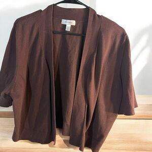 Dressbarn Chocolate Brown Short Sleeve Open Front Cardigan Sweater 22/24W